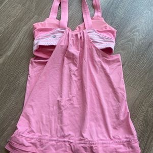 Pink and white lululemon tank top with built in bra